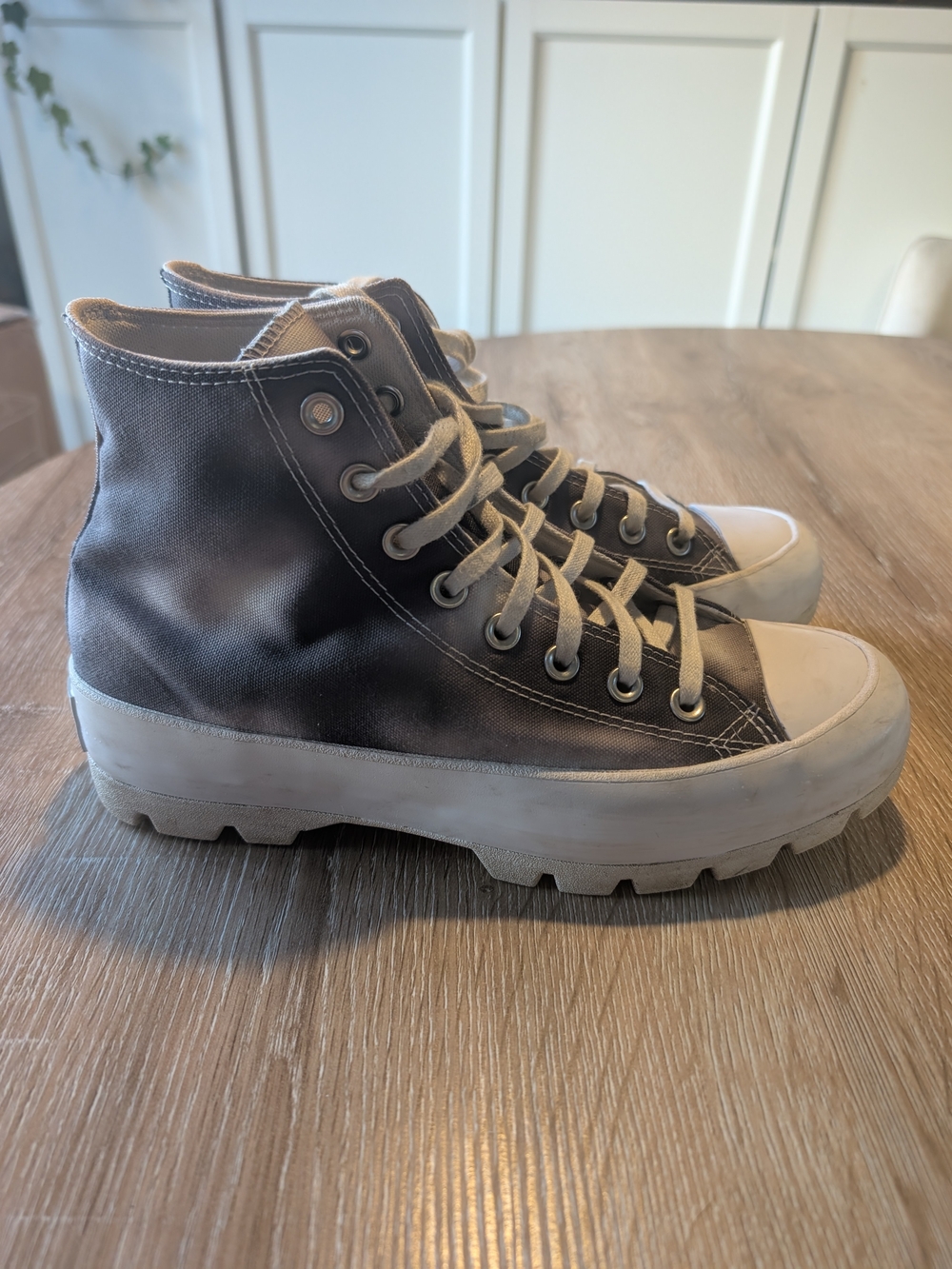 Converse Women's High-Top Lace-Up Boots in Charcoal and Cream